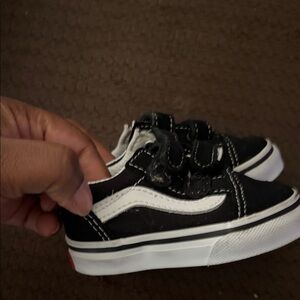 Vans Kids Black and White Velcro Sneakers infant size 3